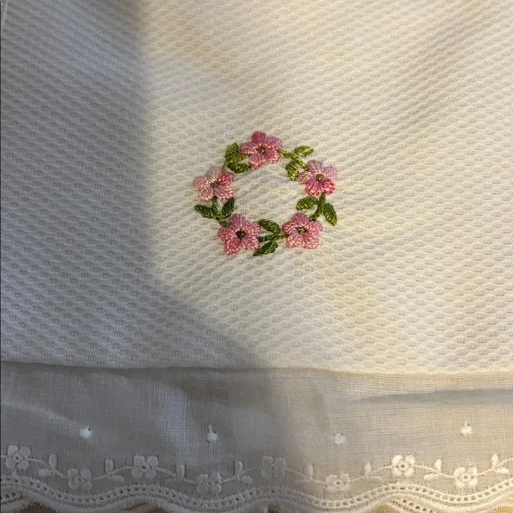 Luli & Me Timeless A Line white pique dress w/pink embroidery and bows size 6M - Picture 8 of 11